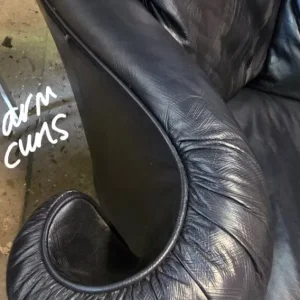 Leather sofa suite in petrol blue - Image 6