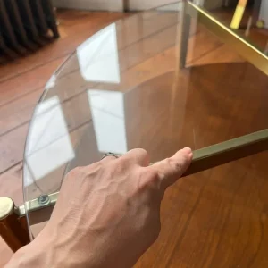 West Elm ‘Mid-Century Art’ circular/round coffee table wood/glass 86cm - Image 3