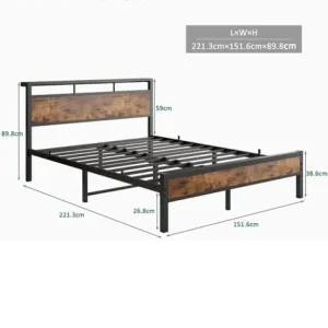 King size metal bed base c/w headboard - Image 2
