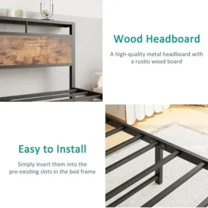 King size metal bed base c/w headboard - Image 3