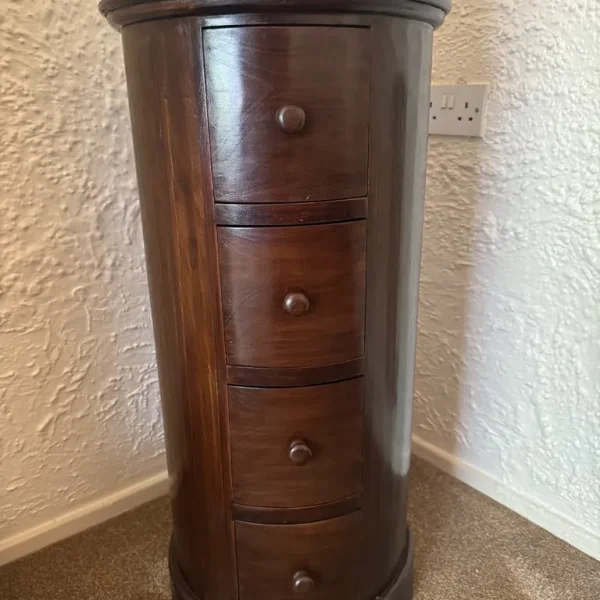 dark wood round drawers