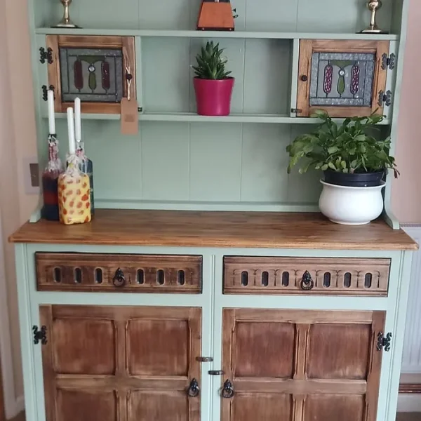 Quality Hard wood welsh dresser light green