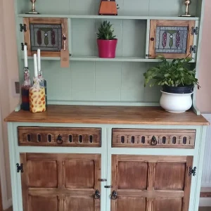 Quality Hard wood welsh dresser light green