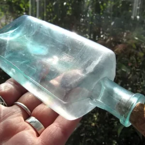 Vintage Aqua Blue Glass Apothecary Bottle / Antique Corked Bottle / Magic Potion - Image 7