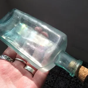 Vintage Aqua Blue Glass Apothecary Bottle / Antique Corked Bottle / Magic Potion - Image 8
