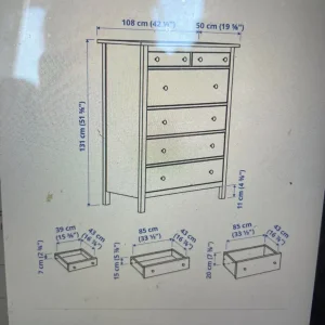 Ikea Hemnes chest of 6 drawers in black brown - Image 5