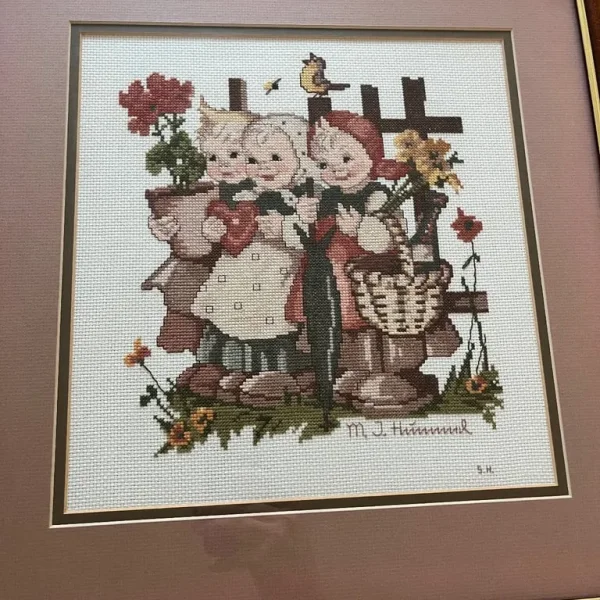 Framed Hummel Cross-Stitch