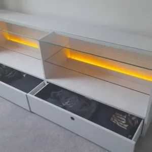 IKEA Cabinet with Glass Shelves and two Drawers - Image 3