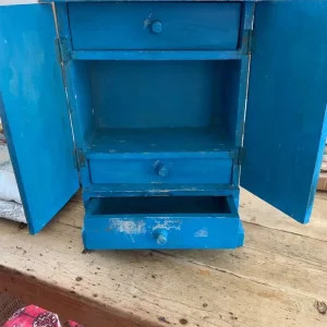 Jewellery Box, Wooden, Blue, Vintage - Image 2