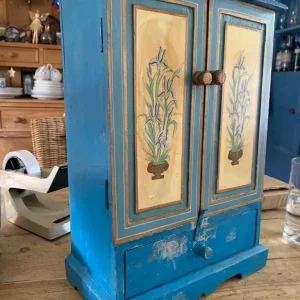 Jewellery Box, Wooden, Blue, Vintage - Image 3