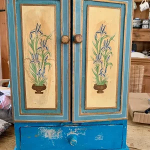 Jewellery Box, Wooden, Blue, Vintage