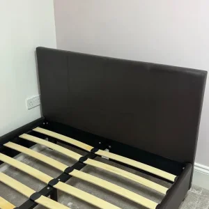 Brown Faux Leather Small Double (3/4) bed - Image 2