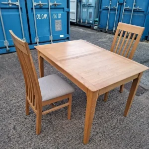 Oak extendable dining table and 2 chairs - Image 3