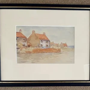 Cottages at Limekilns, Fife. Watercolour. Signed