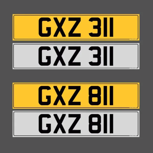 GXZ 311 & GXZ 811 - Matching Pair Dateless Cherished Registration Number Plates