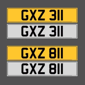 GXZ 311 & GXZ 811 - Matching Pair Dateless Cherished Registration Number Plates