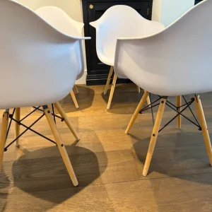 White Mmilo Eames Dining Armchairs x 4 - Image 4