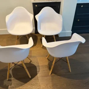 White Mmilo Eames Dining Armchairs x 4 - Image 5