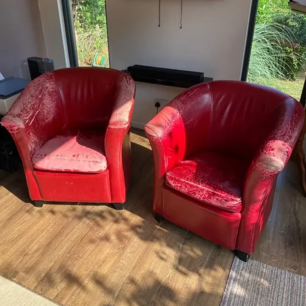 Pair of leather tub chairs