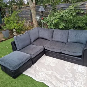 Black and grey corner sofa - Image 3