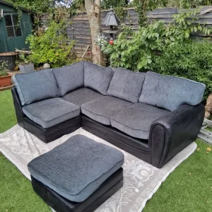 Black and grey corner sofa - Image 6