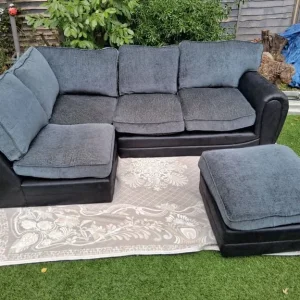 Black and grey corner sofa