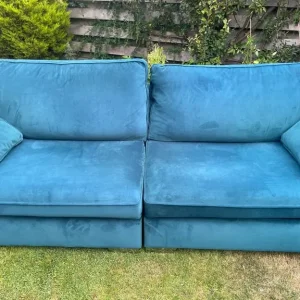 Blue 2 Seater Sofa Bed With Matching 3-4 Seater Sofa. DELIVERY AVAILABLE - Image 2