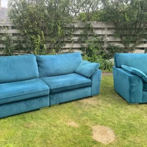 Blue 2 Seater Sofa Bed With Matching 3-4 Seater Sofa. DELIVERY AVAILABLE - Image 8