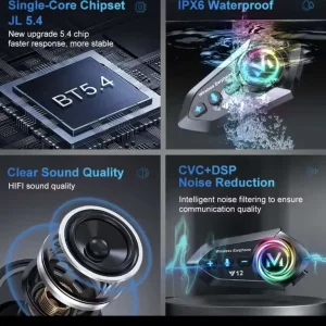 Y12 Motorcycle Helmet Bluetooth Headset – Waterproof, Noise Reduction, Long Battery Life - Image 4
