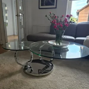 Glass and chrome extendable coffee table - Image 4