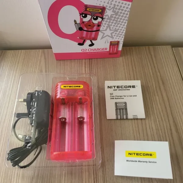 Nitecore Q2 Li-ion and IMR Battery Charger (Charges 36 Battery Types) - Pink