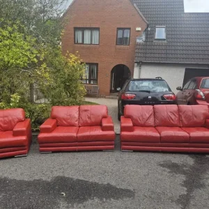 3,2,1 red leather sofa set - Image 2