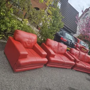 3,2,1 red leather sofa set - Image 3