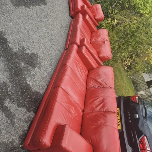 3,2,1 red leather sofa set