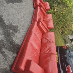 3,2,1 red leather sofa set