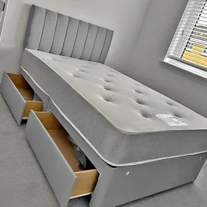 brand new divan king size bed with mattress & side storage in awesome price -- order now
