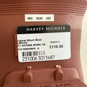 Hunter Original Wellies Burgundy/Brown Short Panelled Rubber Wellington Boots - Image 6