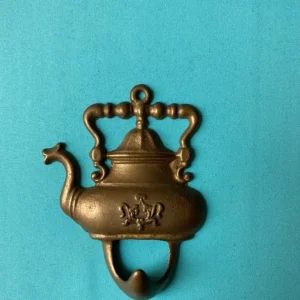 vintage brass teapot wall hook hanger - Image 3