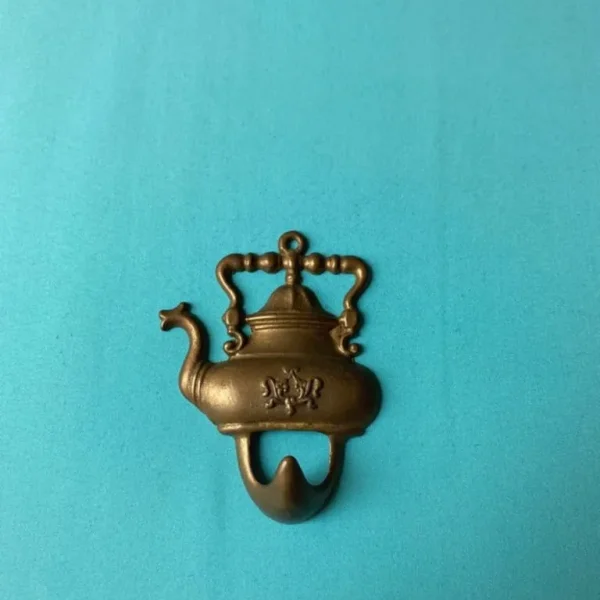vintage brass teapot wall hook hanger