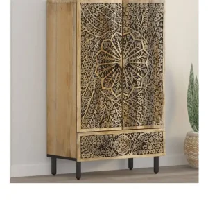 Highboard 60x33x100 cm Solid Wood Mango 358242 - Image 2