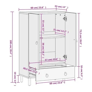 Highboard 60x33x100 cm Solid Wood Mango 358242 - Image 8