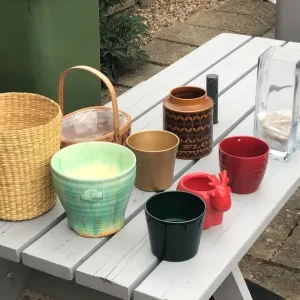 LOT of Ceramic Planters plus Baskets & Glass Vase. - Image 4