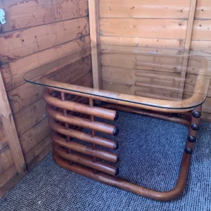Wooden table with glass top - Image 2