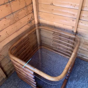 Wooden table with glass top - Image 3