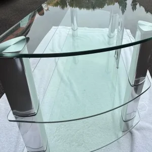 Glass and chrome corner TV stand in excellent condition - Image 2