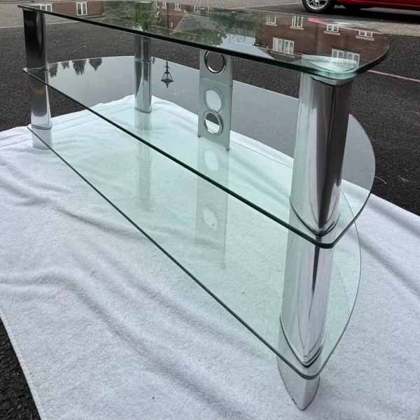 Glass and chrome corner TV stand in excellent condition