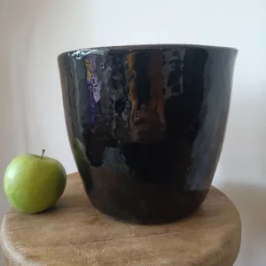 Black Glazed Plant Pot - Image 2
