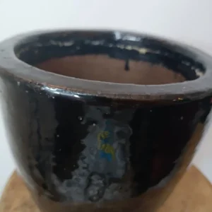 Black Glazed Plant Pot - Image 3