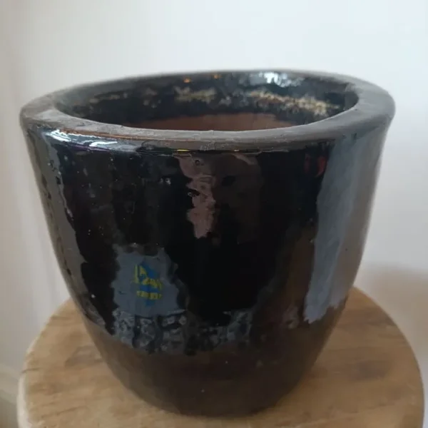 Black Glazed Plant Pot