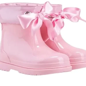 Girls pink IGOR ribbon rain boots